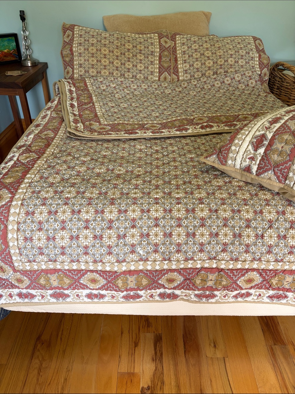 The Company Store Quilted Coverlet in Terracotta and Beige